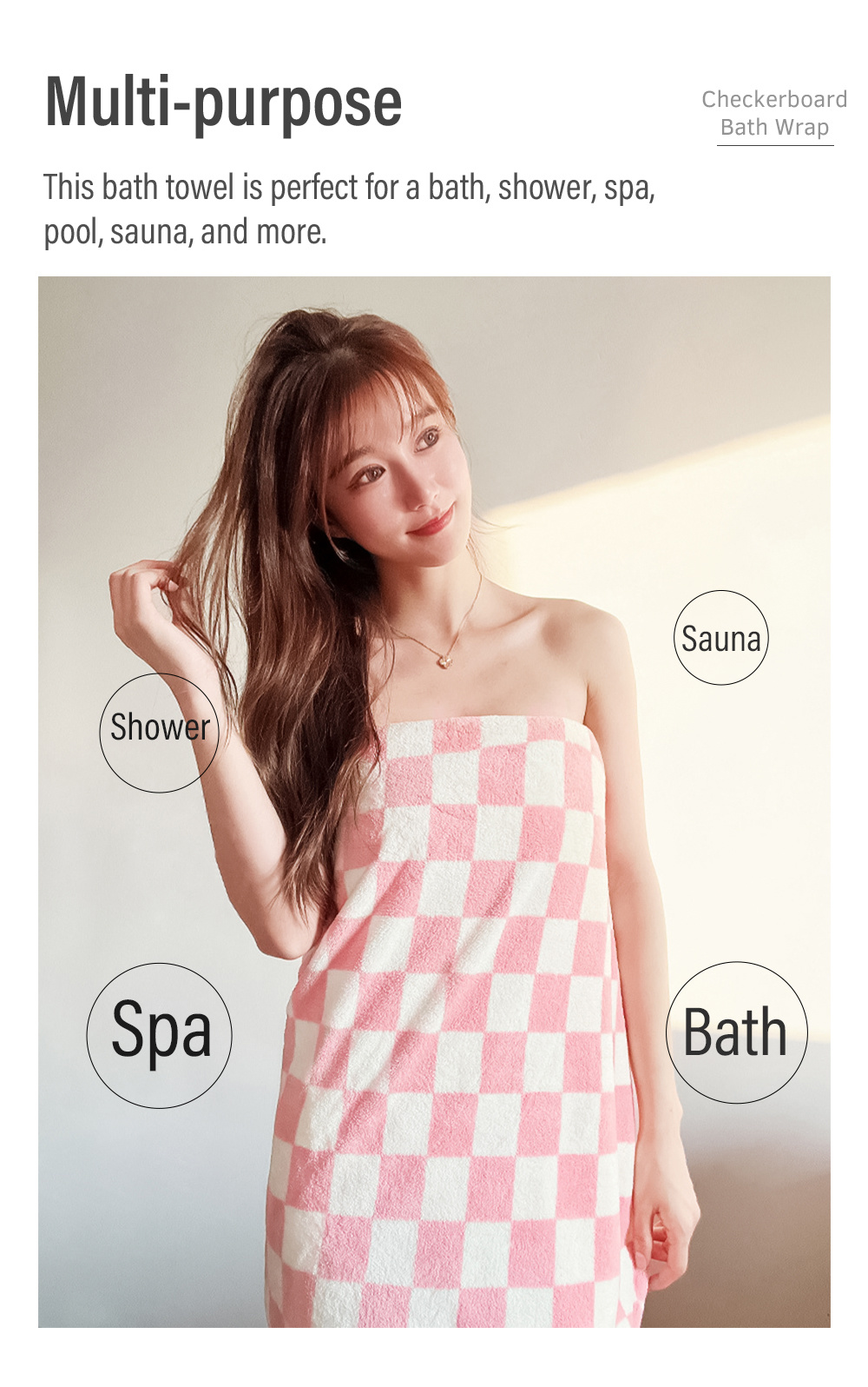 Big Plaid Coral Velvet Bath Towel-6